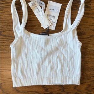 Zara White Ribbed Crop Top